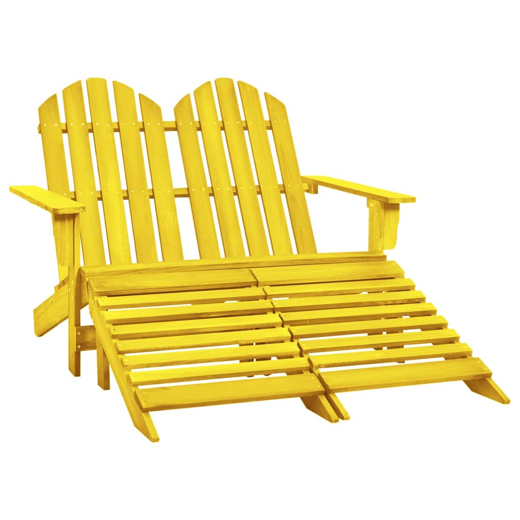 vidaXL 2-Seater Patio Adirondack Chair with Ottoman Furniture Solid Wood Fir-48