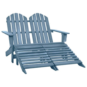 vidaXL 2-Seater Patio Adirondack Chair with Ottoman Furniture Solid Wood Fir-0