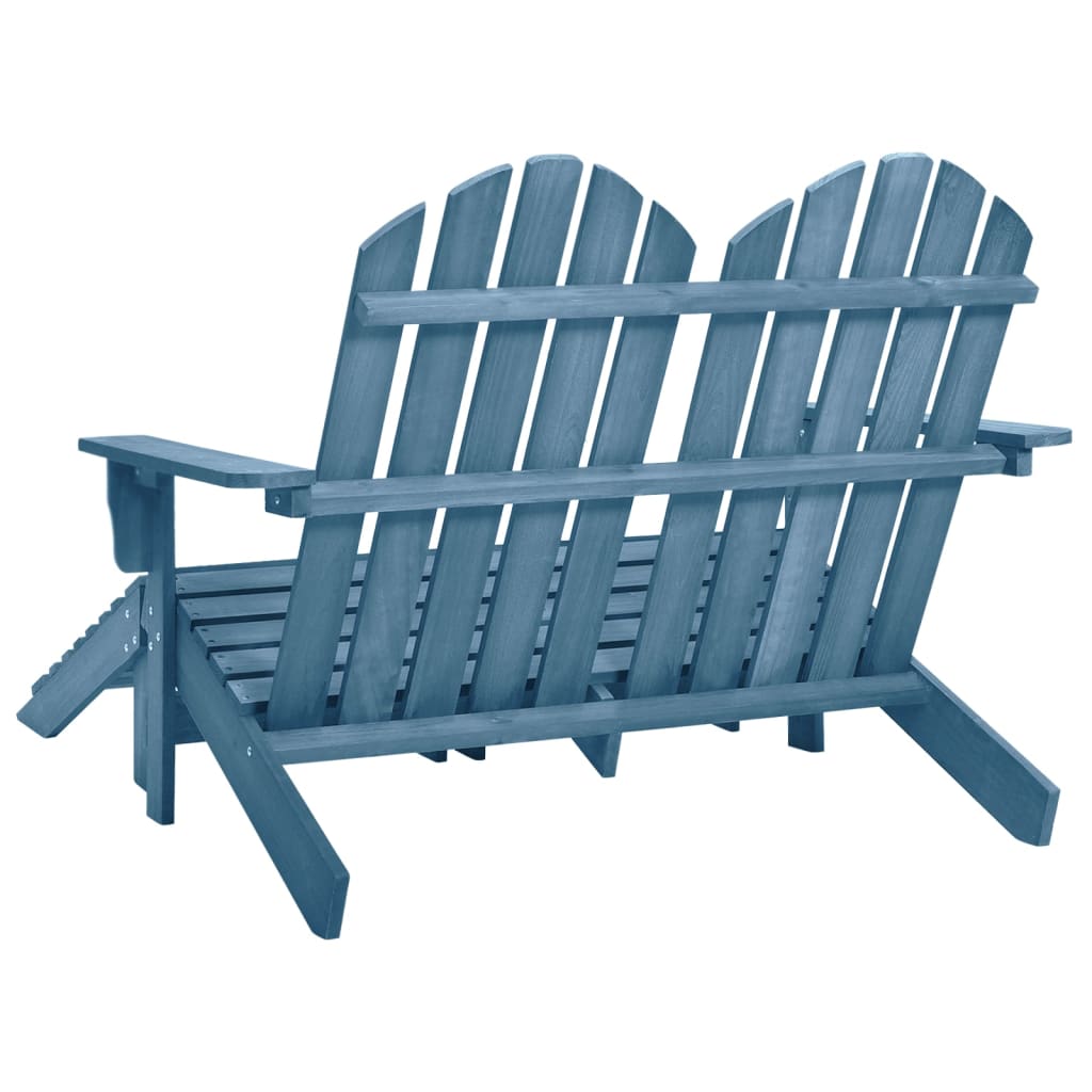 vidaXL 2-Seater Patio Adirondack Chair with Ottoman Furniture Solid Wood Fir-26