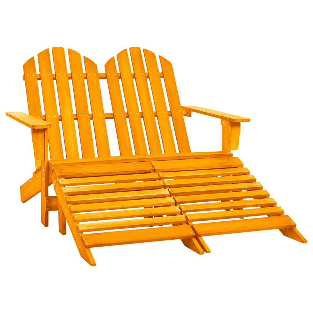 vidaXL 2-Seater Patio Adirondack Chair with Ottoman Furniture Solid Wood Fir-37