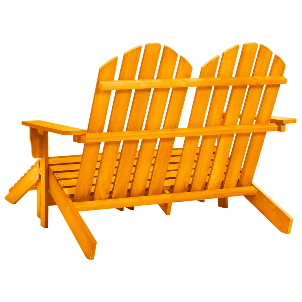 vidaXL 2-Seater Patio Adirondack Chair with Ottoman Furniture Solid Wood Fir-55