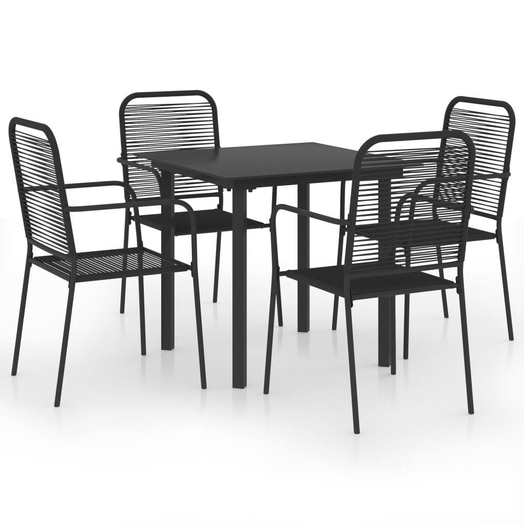vidaXL Patio Dining Set Black Glass and Steel Seat 3/5/7/9 Piece Multi Sizes-20