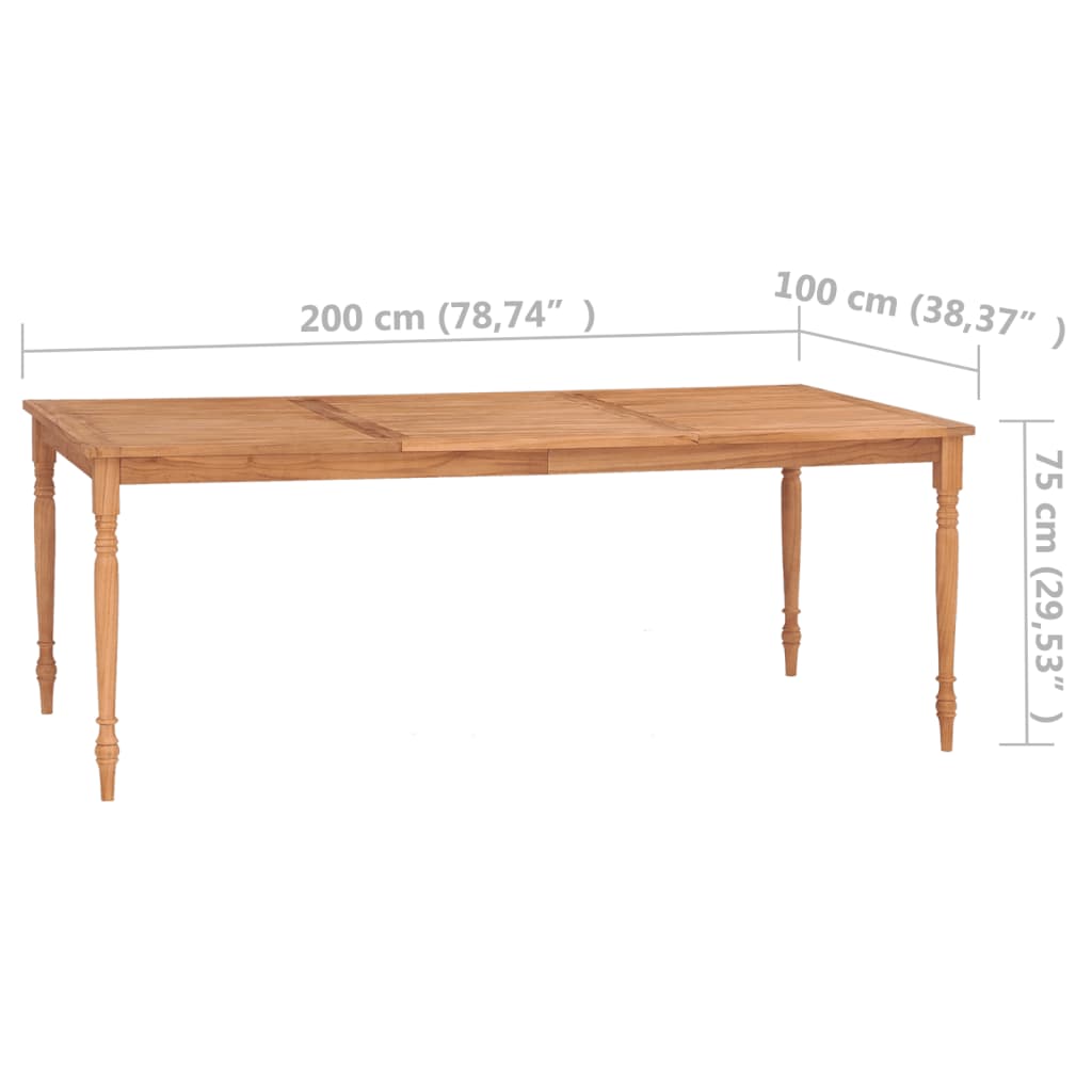 vidaXL Batavia Table Dining Table Wooden Dining Room Table Solid Teak Wood-18