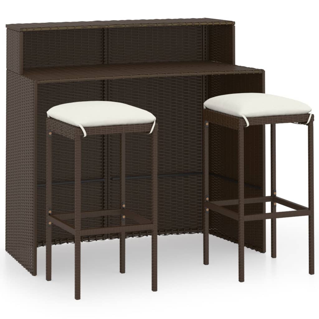 vidaXL Patio Bar Set Bar Table and Stools Patio Furniture Set with Cushions-0