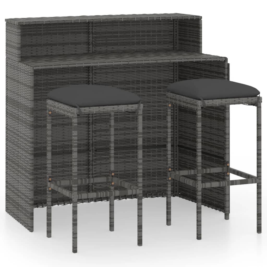 vidaXL Patio Bar Set Bar Table and Stools Patio Furniture Set with Cushions-50