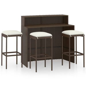vidaXL Patio Bar Set Bar Table and Stools Patio Furniture Set with Cushions-74