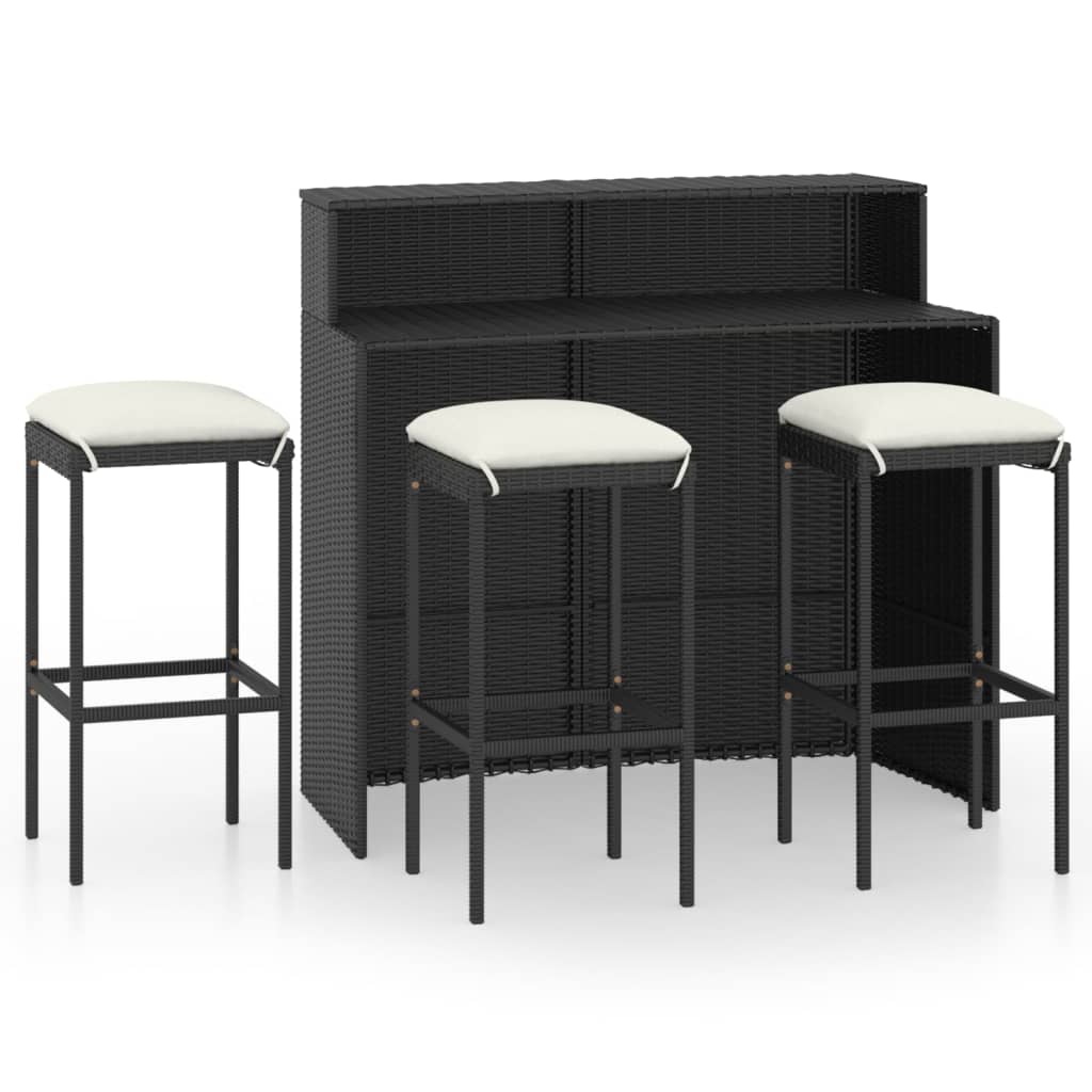 vidaXL Patio Bar Set Bar Table and Stools Patio Furniture Set with Cushions-22