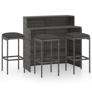 vidaXL Patio Bar Set Bar Table and Stools Patio Furniture Set with Cushions-46