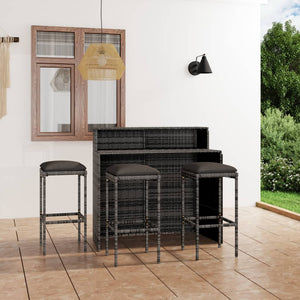 vidaXL Patio Bar Set Bar Table and Stools Patio Furniture Set with Cushions-1