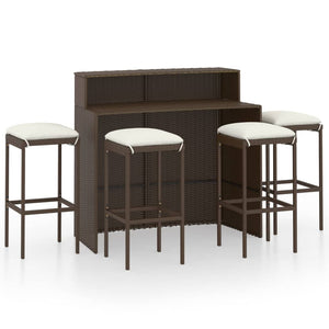 vidaXL Patio Bar Set Bar Table and Stools Patio Furniture Set with Cushions-70