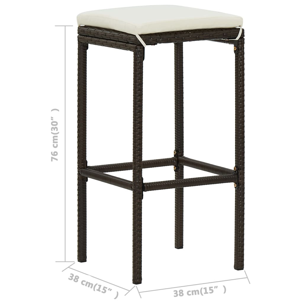 vidaXL Patio Bar Set Bar Table and Stools Patio Furniture Set with Cushions-25