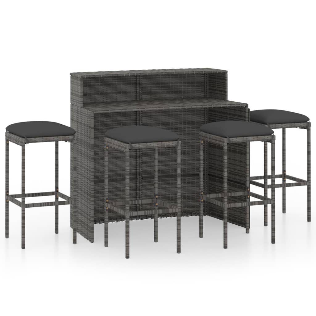 vidaXL Patio Bar Set Bar Table and Stools Patio Furniture Set with Cushions-36