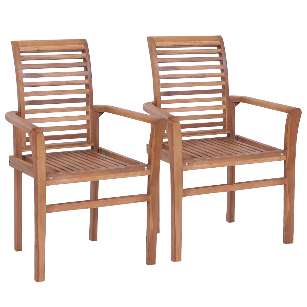 vidaXL Patio Dining Chairs Wooden Accent Chair with Cushions Solid Wood Teak-0