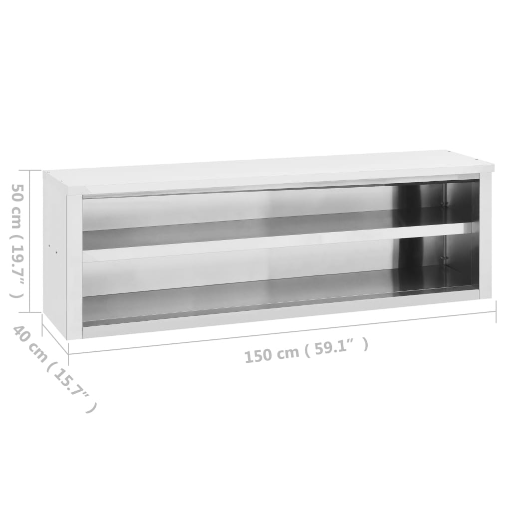 vidaXL Wall Cabinet Storage Cabinet Kitchen Wall Cupboard Stainless Steel-7