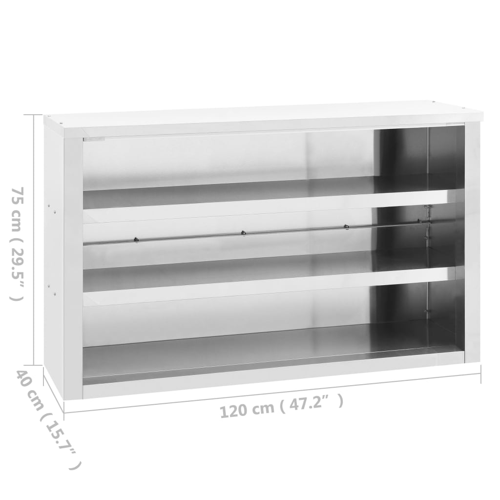 vidaXL Wall Cabinet Storage Cabinet Kitchen Wall Cupboard Stainless Steel-29
