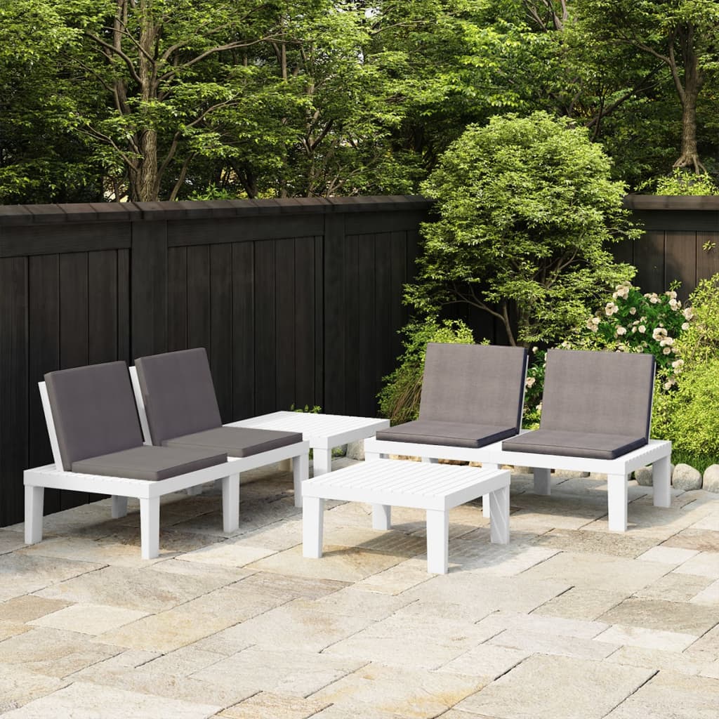 vidaXL Patio Furniture Set Outdoor Table and Bench Conversation Set Plastic-4