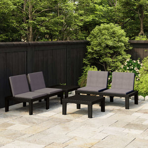 vidaXL Patio Furniture Set Outdoor Table and Bench Conversation Set Plastic-12