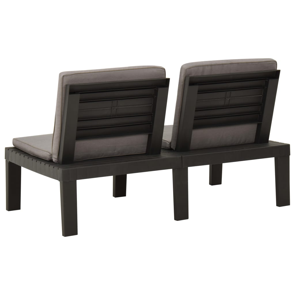 vidaXL Patio Furniture Set Outdoor Table and Bench Conversation Set Plastic-2