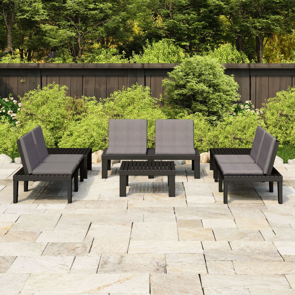 vidaXL Patio Furniture Set Outdoor Table and Bench Conversation Set Plastic-21