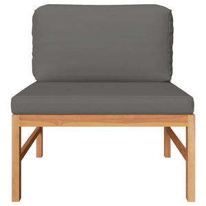 vidaXL Middle Sofa with Dark Gray Cushions Solid Teak Wood-5