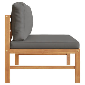 vidaXL Middle Sofa with Dark Gray Cushions Solid Teak Wood-1
