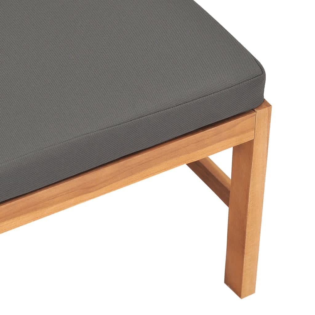 vidaXL Middle Sofa with Dark Gray Cushions Solid Teak Wood-3