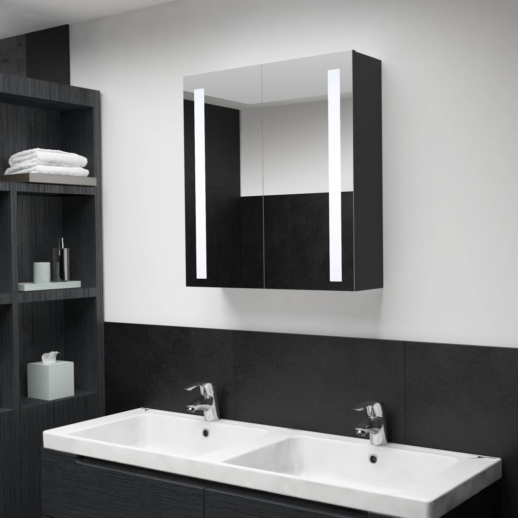 vidaXL LED Bathroom Mirror Cabinet 24.4"x5.5"x23.6"-0