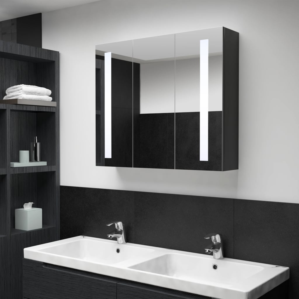 vidaXL LED Bathroom Mirror Cabinet 35"x5.5"x24.4"-0