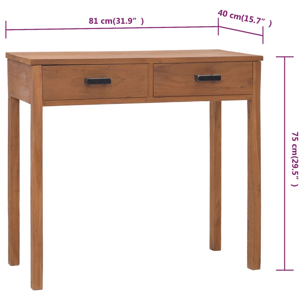 vidaXL Solid Wood Teak Office Study Table 43.3"x15.7"x29.5"/31.9"x15.7"x29.5"-16