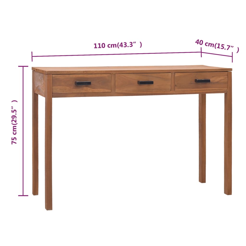 vidaXL Solid Wood Teak Office Study Table 43.3"x15.7"x29.5"/31.9"x15.7"x29.5"-7