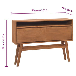 vidaXL Solid Wood Teak Console Table Desk 31.5"x11.8"x31.5"/43.3"x11.8"x31.1"-7