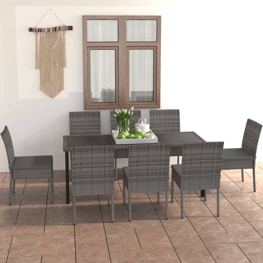 vidaXL Patio Dining Set Dining Table and Chairs Furniture Set Poly Rattan-36