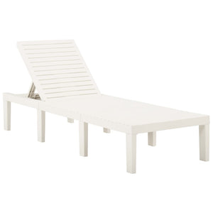 vidaXL Sun Lounger with Cushion Plastic White-4