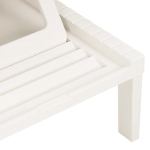 vidaXL Sun Lounger with Cushion Plastic White-6