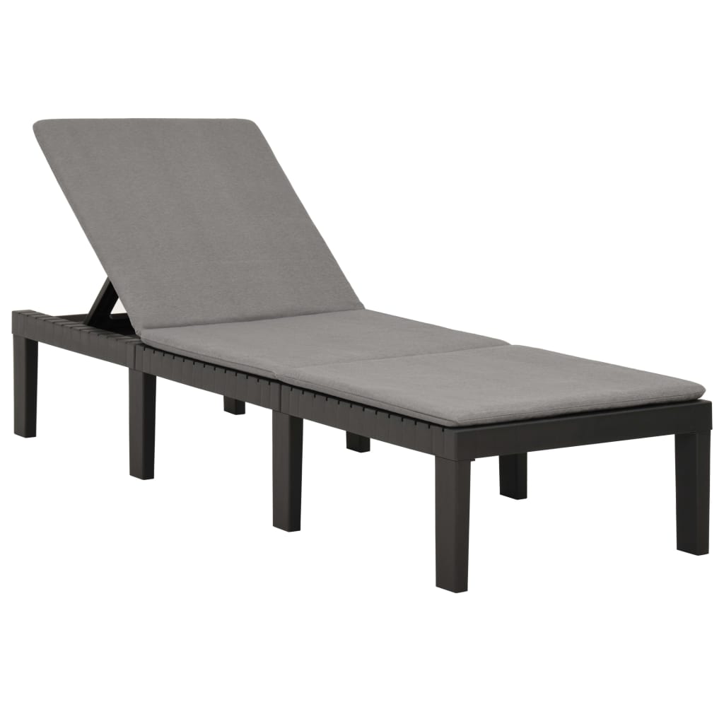 vidaXL Sun Lounger with Cushion Plastic Anthracite-0