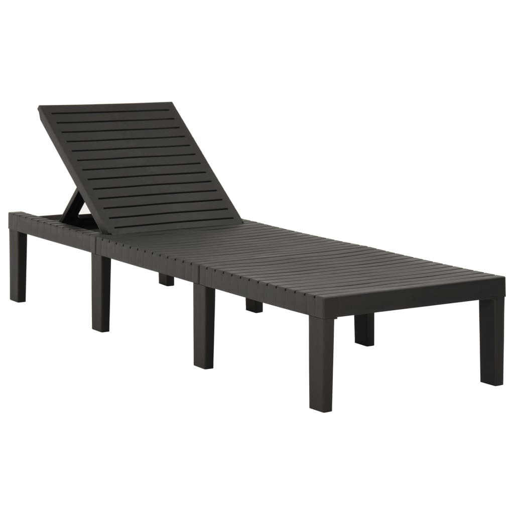 vidaXL Sun Lounger with Cushion Plastic Anthracite-1