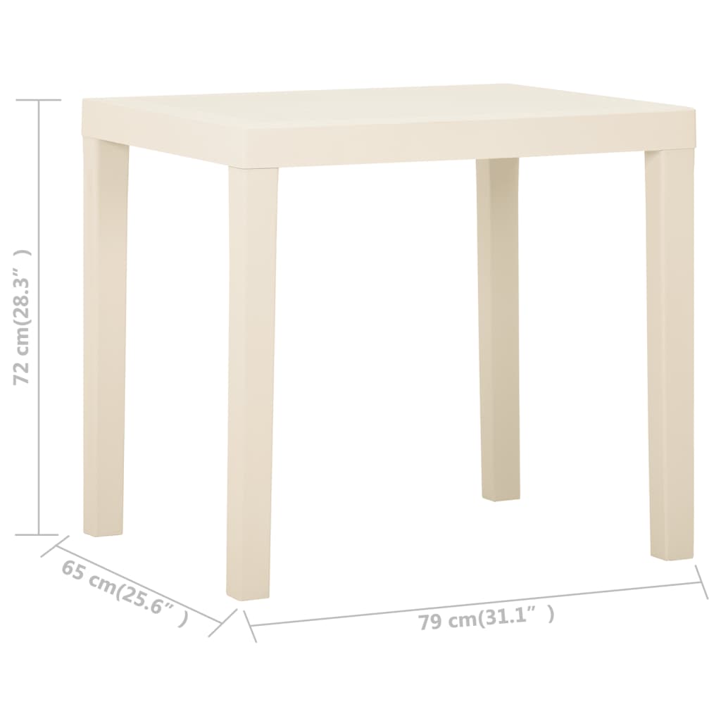 vidaXL Patio Table White 31.1"x25.6"x28.3" Plastic-4