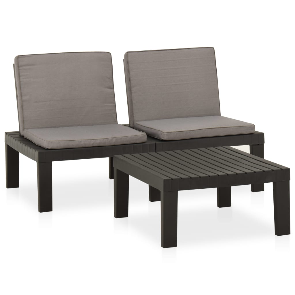 vidaXL Patio Furniture Set Outdoor Table and Bench Conversation Set Plastic-25
