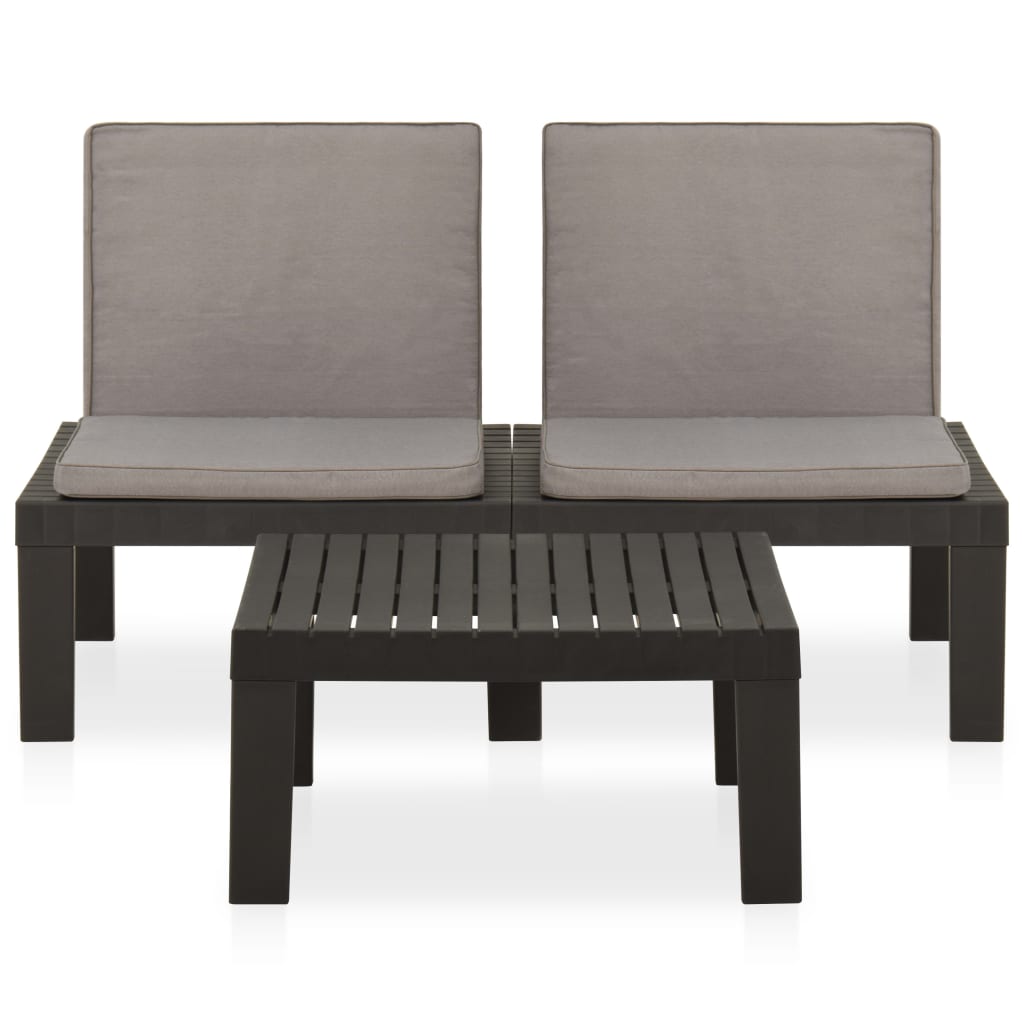 vidaXL Patio Furniture Set Outdoor Table and Bench Conversation Set Plastic-35