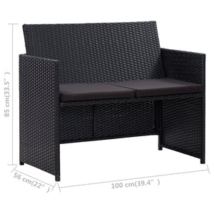 vidaXL Patio Furniture Set 4 Piece Outdoor Sofa with Coffee Table Poly Rattan-13