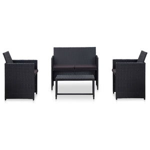 vidaXL Patio Furniture Set 4 Piece Outdoor Sofa with Coffee Table Poly Rattan-3
