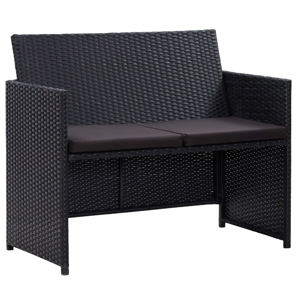 vidaXL Patio Furniture Set 4 Piece Outdoor Sofa with Coffee Table Poly Rattan-14