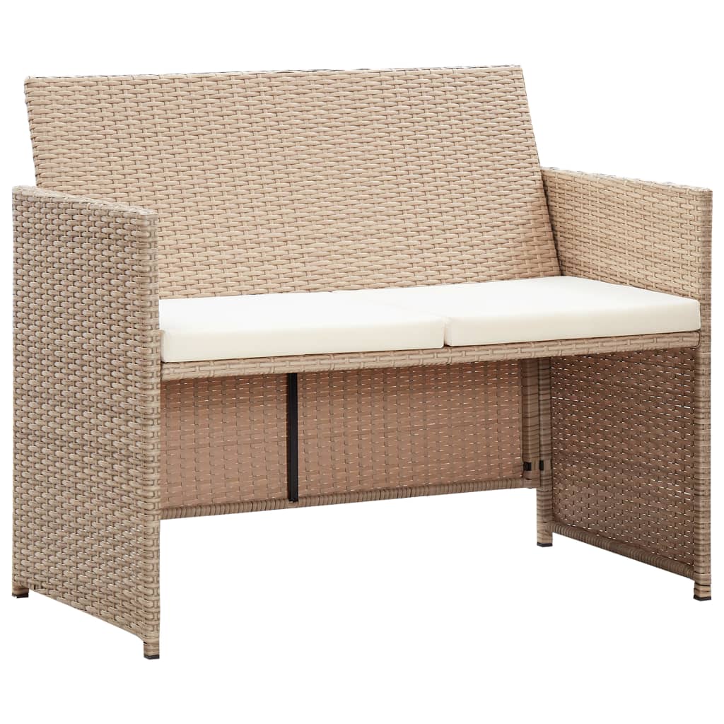 vidaXL Patio Furniture Set 4 Piece Outdoor Sofa with Coffee Table Poly Rattan-18