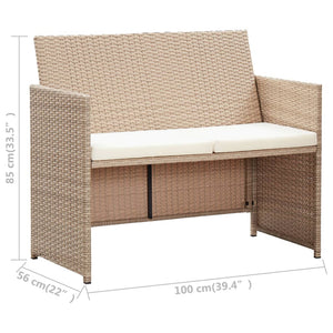 vidaXL Patio Furniture Set 4 Piece Outdoor Sofa with Coffee Table Poly Rattan-21