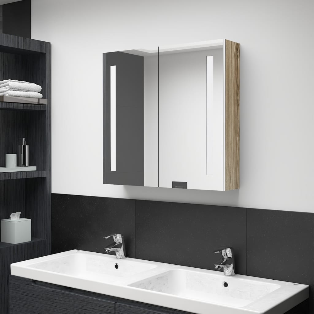 vidaXL Bathroom Cabinet Mirrored Bathroom Vanity Wall Mounted Medicine Cabinet-1