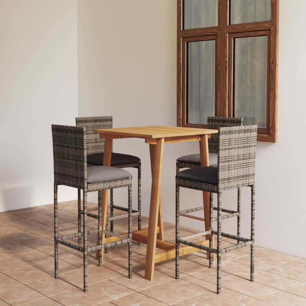 vidaXL Patio Bar Set Bar Table and Stools Patio Furniture Set with Cushions-20