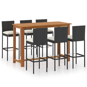 vidaXL Patio Bar Set Bar Table and Stools Patio Furniture Set with Cushions-4