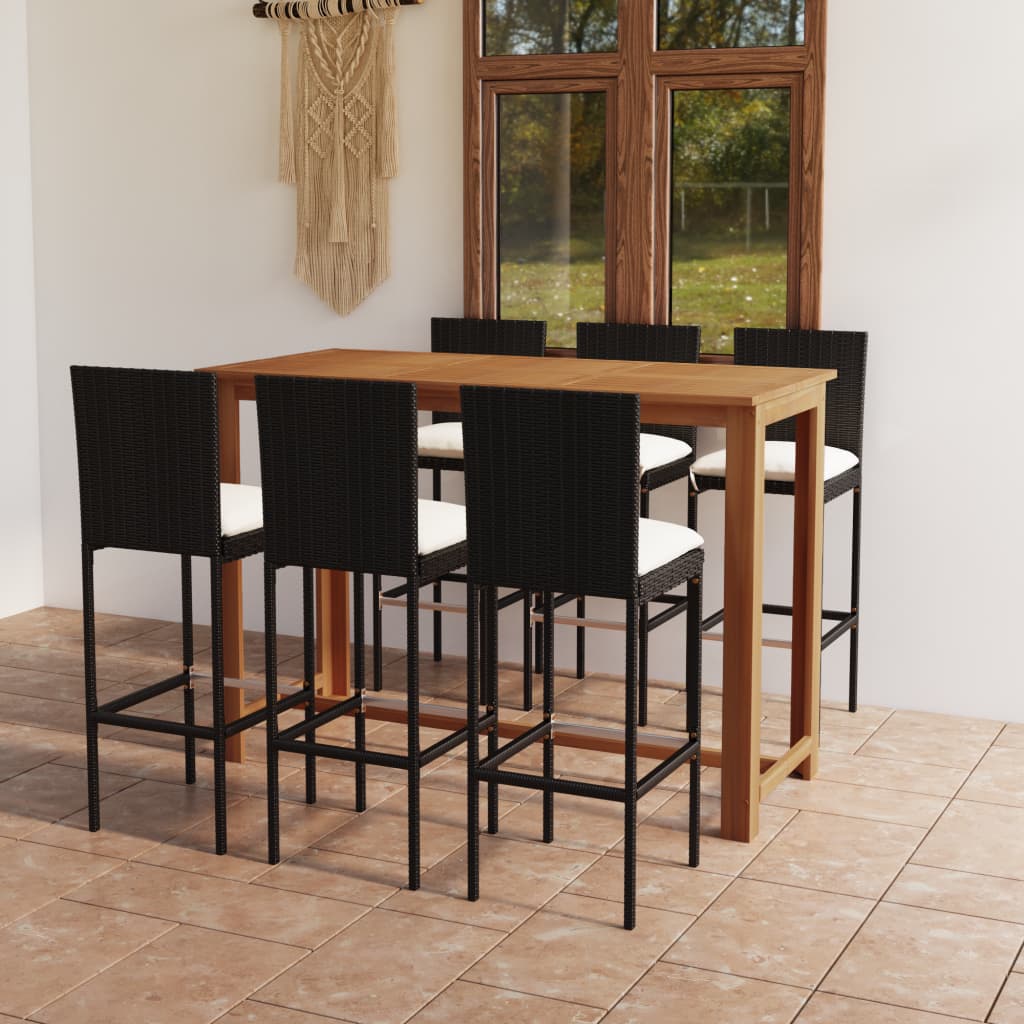 vidaXL Patio Bar Set Bar Table and Stools Patio Furniture Set with Cushions-21