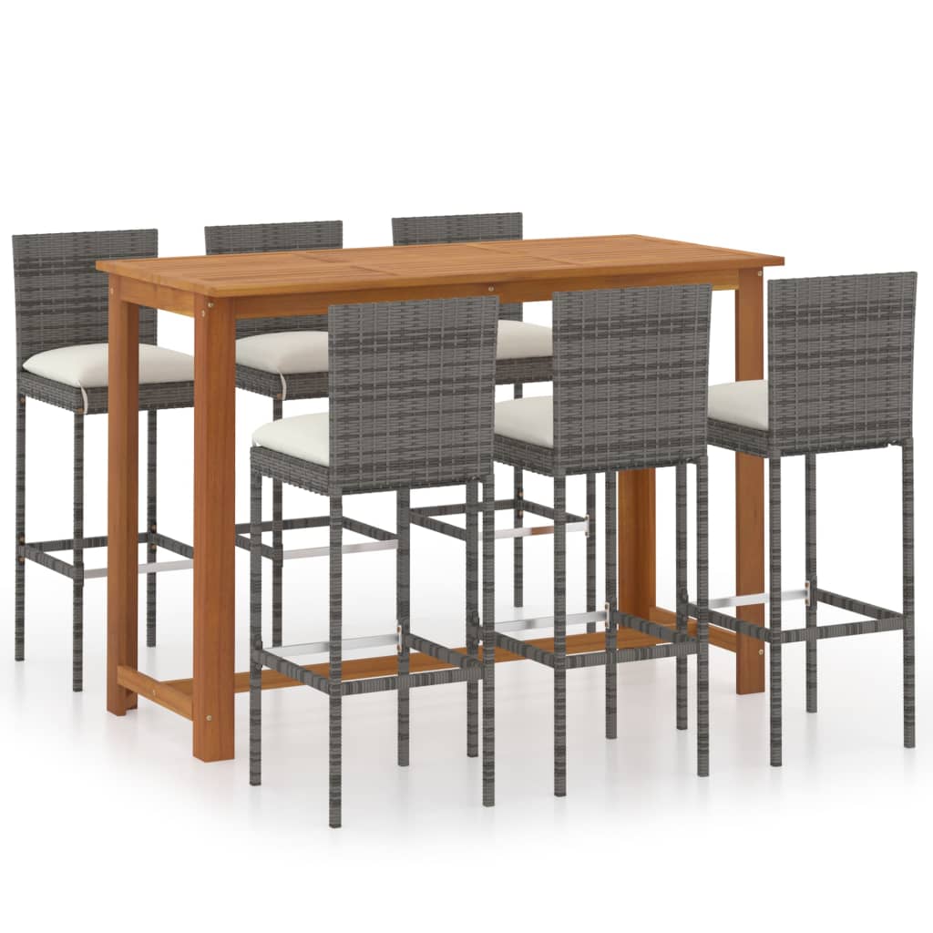 vidaXL Patio Bar Set Bar Table and Stools Patio Furniture Set with Cushions-19