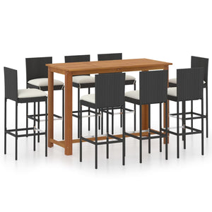 vidaXL Patio Bar Set Bar Table and Stools Patio Furniture Set with Cushions-34